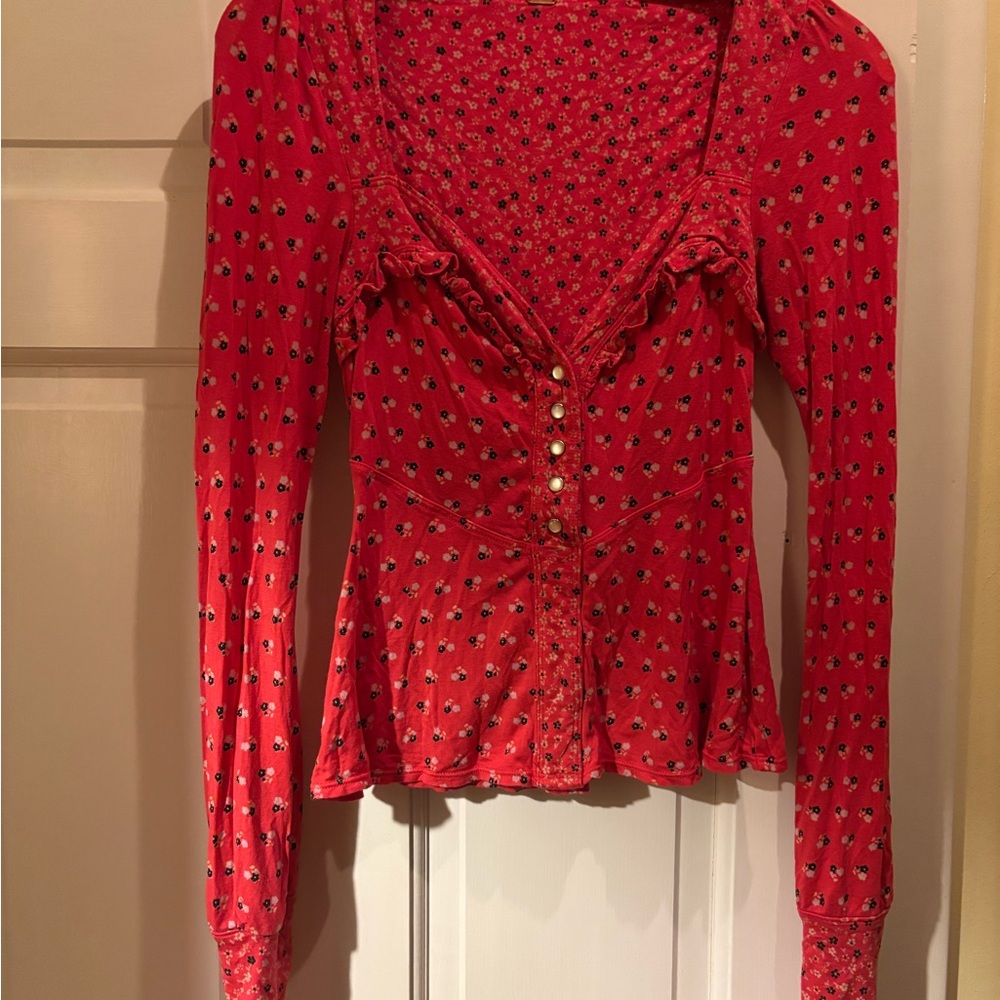 Free people Red Floral top